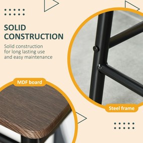 HOMCOM Zestaw Barowy, 3-częściowy, Stół i 2 Stołki, Półka, Design Industrialny, Czarny/Dąb