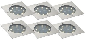 Zestaw 6 Kwadratowych Aluminiowych Spotów Gruntowych z LED IP65 Solarne - Terry