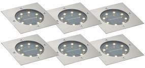 Zewnetrzna Zestaw 6 reflektorów gruntowych aluminiowych kwadratowych z LED IP65 solarnych - Terry Nowoczesny Oswietlenie zewnetrzne