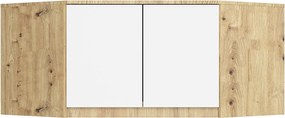 Nadstawka na szafę AKORD S100 Dąb Artisan 100 cm 2 drzwi kolor Biały mat 3 półki 100x50x55 cm