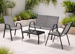 Zestaw mebli ogrodowych Rivo 4-osobowy na balkon i taras, kolor szary