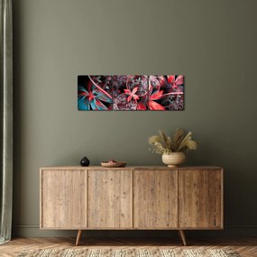 Abstrakcyjny obraz egzotycznych kwiatów (z zegarem) (90x30 cm)
