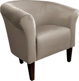 Fotel Milo tkanina Welur wygodny fotel tapicerowany do salonu i sypialni : Kolor nogi - Venge, Kolor tkaniny - VELVET - MG09, Wysokość nogi - 20 cm