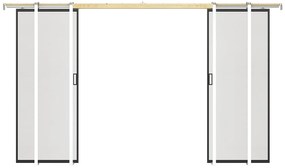 Drzwi przesuwne podwójne chowane w ścianie - aluminium i matowe szkło hartowane - 2 x wys. 205 x szer. 83 cm - LINCI II