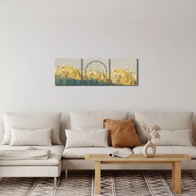Obraz - Tekstura ze złotą dekoracją (z zegarem) (90x30 cm)