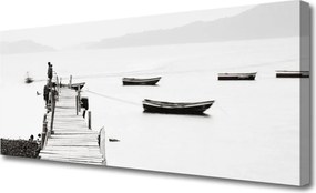 Zdjęcie na płótnie Przystań Łodzi pod Mostem