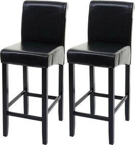 Stołek barowy MCW-C33 (zestaw 2 szt.),  czarny, ciemne nogi, skóra