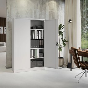 Szafa biurowa metalowa na akta szara JAN II, 1150 x 1850 x 400 mm