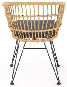 K456 krzesło naturalny/popielaty, rattan syntetyczny, tkanina, boho,