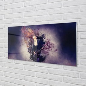 Panel szklany do Kuchni Kobieta Grająca na Gitarze
