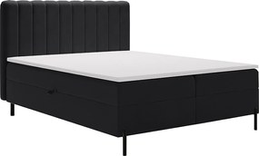 Emporius Florence Box łóżko z materacem 180x200 - pojemnik, topper - łóżko dwusobowe 180x200 cm, nowoczesny styl - tkanina aksamitna, czarny (Komodo 23)