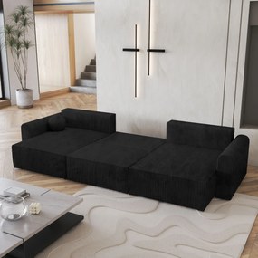Masseno Narożnik FENTO z funkcją spania i pojemnikiem na pościel Narozniki U, Rozkładana sofa - Czarny, POSO 135