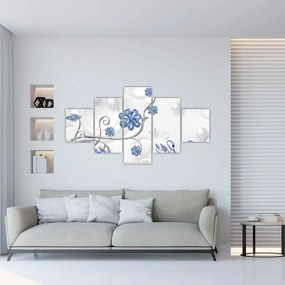 Obraz - Niebieskie łabędzie (125x70 cm)