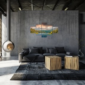 Obraz górskiej rzeki i gór (125x70 cm)
