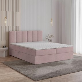 Masseno Łóżko kontynentalne MERIL z pojemnikiem na pościel 180x200 cm - Pudrowy róż, SORO 61