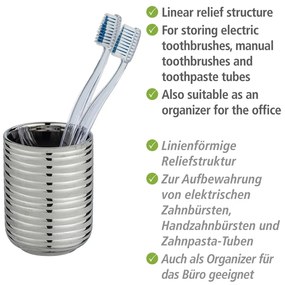 Ceramiczny kubek na szczoteczki do zębów w kolorze srebra Vilalba – Wenko