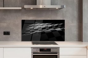 Szkło do Kuchni na Ścianę Czarno-Biała Szachownica