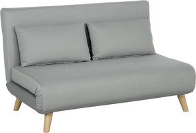 HOMCOM Sofa Rozkładana, Sofa Relaksacyjna, wraz z 2 Poduszkami, Imitacja Aksamitu, 130 x 78 x 79 cm, Jasnoszary