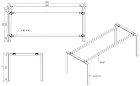 Stół PRIMO INFINITY 2000 x 900 x 750, szary + 2x port blatowy TYP IV, czarny