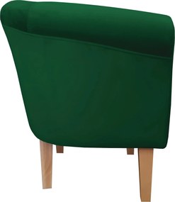 Fotel Milo tkanina Welur wygodny fotel tapicerowany do salonu i sypialni : Kolor nogi - Drewno, Kolor tkaniny - VELVET - MG25, Wysokość nogi - 20 cm