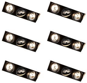 Zestaw 6 Oprawa do wbudowania czarna GU10 AR70 3-źródła światła - Oneon 3