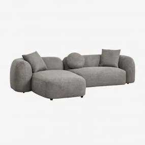 Modułowa Sofa Z Szezlongiem Po Lewej Stronie, 2-częściowa, Z Tkaniny Chenille Coco Granitowo-szara Gruba Tkanina Szenilowa - Sklum