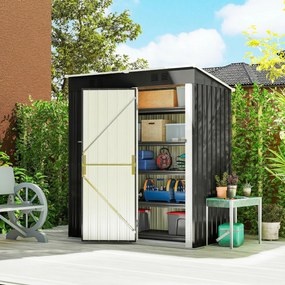 Outsunny Metalowy schowek na narzędzia 1,37 m², zamykany schowek z wentylacją, pochyłym dachem, rękawicami, 163 x 90 x 179 cm | Aosom PL
