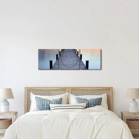 Obraz - Molo nad jeziorem Starnberger, Bavaria, Germany (z zegarem) (90x30 cm)
