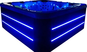 JACUZZI OGRODOWE PREMIUM WANNA  SPA 5-OSOBOWA WHITE OBUDOWA BROWN LED 230x230 CM