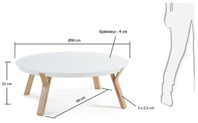 Biały stolik Kave Home Solid, ø 90 cm