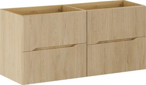 Wisząca szafka łazienkowa z ryflowaniem – Jasny naturalny – 120 cm – ORISO