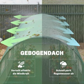 Outsunny Szklarnia 3 x 2 x 2 m tunel foliowy z zamykanymi drzwiami na zawiasach, 6 zwijanych okien z siatką, wspornikami | Aosom PL