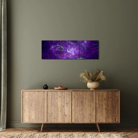 Obraz - fioletowa abstrakcja (z zegarem) (90x30 cm)