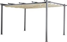 Pawilon ogrodowy Desire 3x4 m – nowoczesna altana tarasowa z aluminiową ramą i rozsuwanym dachem w kolorze ecru