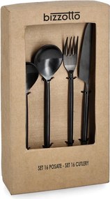 Czarne sztućce 16 szt. ze stali nierdzewnej dla 4 osób Bronte – Bizzotto