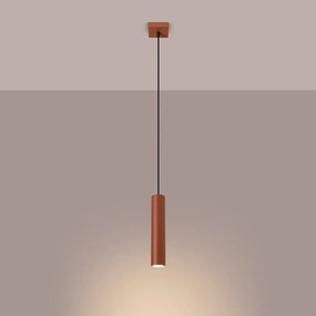 Lampa wisząca loft Toris, stal - 1 źródło światła 3000K - L.8 x H.118 cm - ochra czerwona