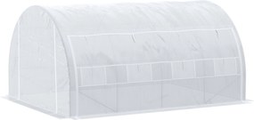 Outsunny Szklarnia Tunelowa, Przechodnia, Ściany Rozwijane, Drzwi na Zamek, Rama Ocynkowana, 4 x 3 x 2 m, Biała