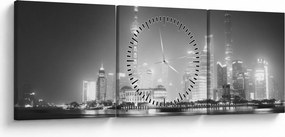 Obraz nowoczesnych drapaczy chmur (z zegarem) (90x30 cm)