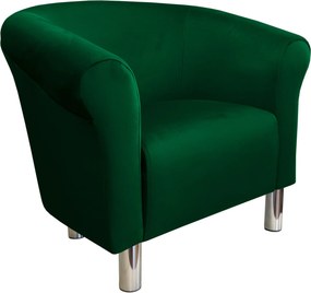 Fotel Milo tkanina Welur wygodny fotel tapicerowany do salonu i sypialni : Kolor nogi - Chrom, Kolor tkaniny - VELVET - MG25, Wysokość nogi - 15 cm