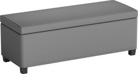HOMCOM Ławka z miejscem do przechowywania, tapicerowana ławka do przechowywania, do salonu, sypialni, przedpokoju, pokrycie sztruksowe, Szary | Aosom PL