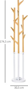 Homcom wieszak wolnostojący metalowy z naturalnym i białym wykończeniem 30.5x30.5x174.5cm | Aosom PL