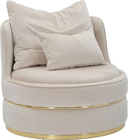 Fotel Paris Space Krem/Złoto w Obiciu z Złotymi Dekoracjami