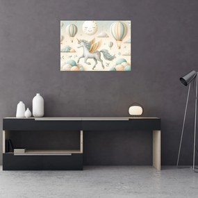 Obraz na szkle - Szczęśliwy jednorożec (70x50 cm)
