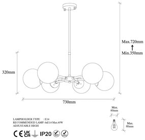 Lampa wisząca w kolorze złota ze szklanym kloszem ø 73 cm Akkas – Opviq lights