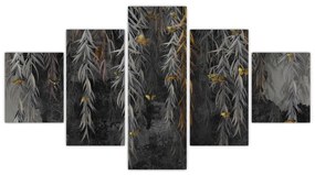 Obraz - Gałązki wierzby na czarnym tle (125x70 cm)
