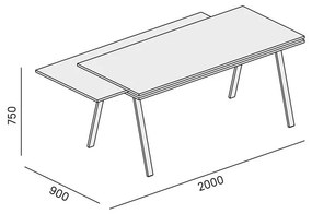 PLAN Biurko LAYERS, wysuwany środkowy blat, 1700 mm, biały / szary