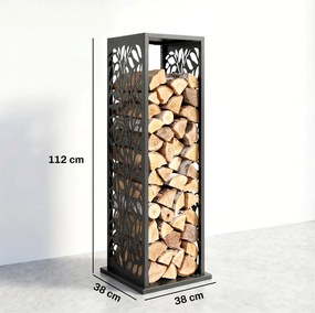 Outsunny stojak na drewno 38 x 38 x 112cm podwyższony regał na drewno opałowe z 4 haczykami dekoracyjne wycięcia do 100 kg stal | Aosom PL