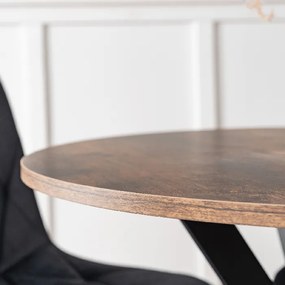 Zestaw Stół Okrągły LAUREN 90 cm Dąb Rustykalny/Czarny i 4 Krzesła ROBIN Czarne