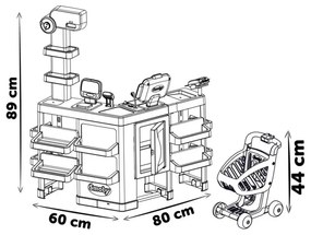 Smoby maximarket wózek elektroniczną kasą ze skanerem waga i lodówka
