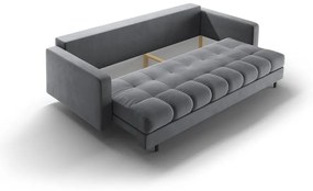 Jasnoszara aksamitna rozkładana sofa ze schowkiem 222 cm Bali – Cosmopolitan Design